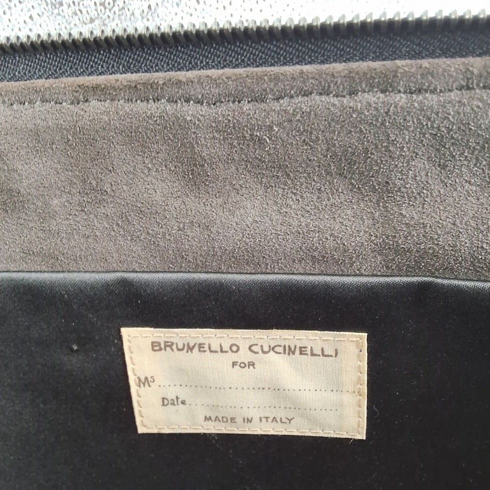 Brunello‎ Cucinelli Brown Woven Leather Document Portfolio Clutch Wristlet Bag - Picture 5 of 6